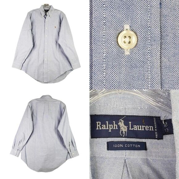 Polo Ralph Lauren Shirt Oxford Mens Size 15 Button Down Long Sleeve Blue - Picture 1 of 9